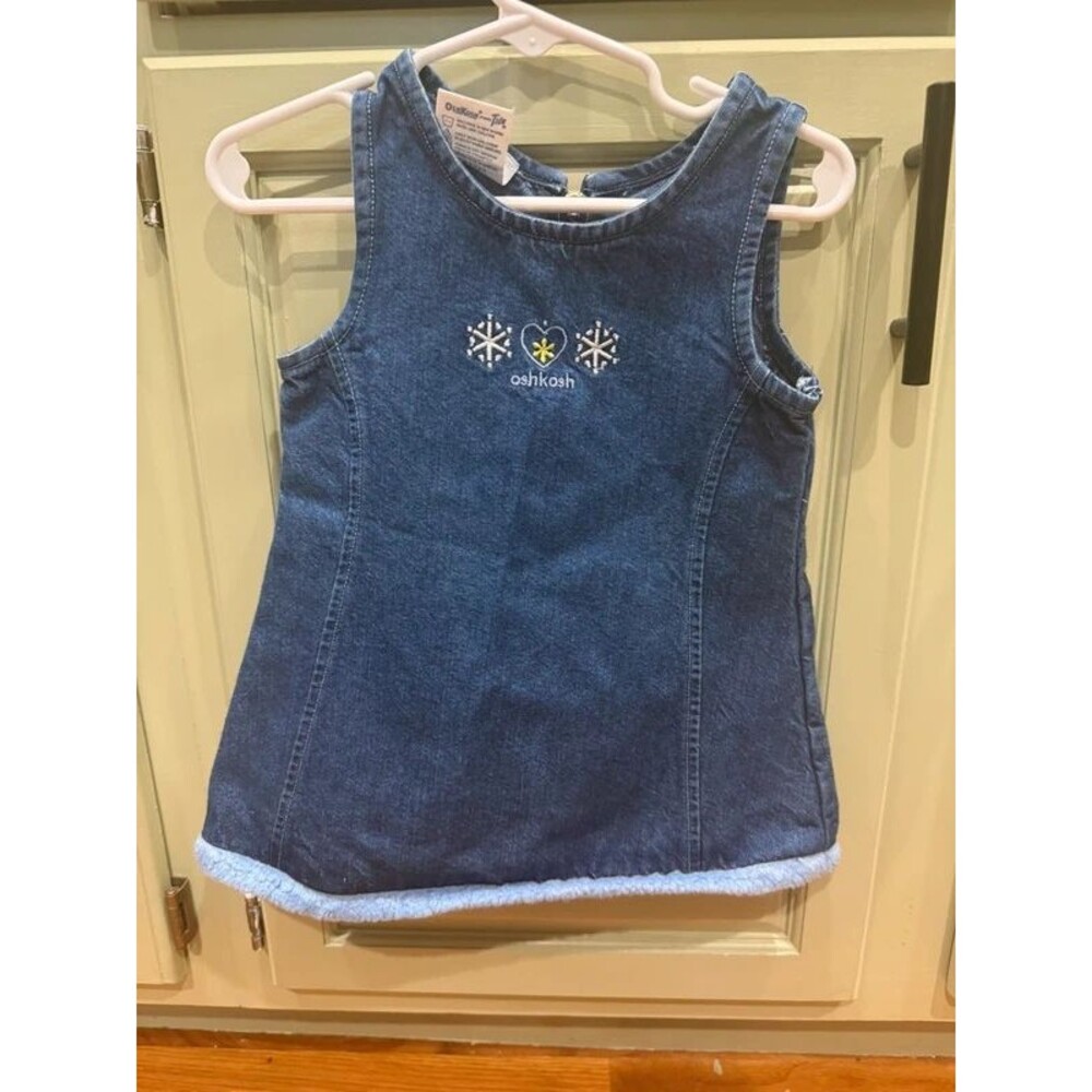 Vintage Osh Kosh emdroidrred denim Sherpa dress